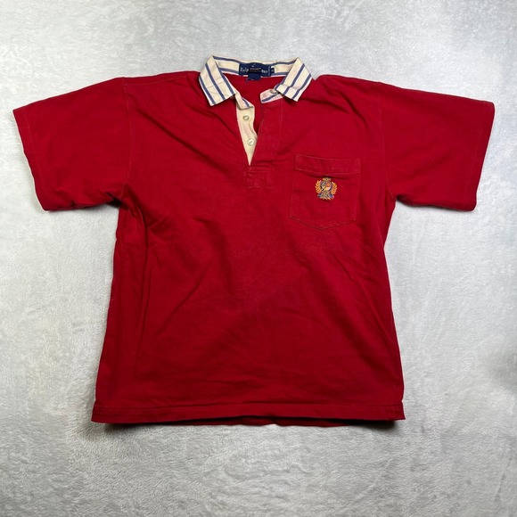 Polo Ralph Lauren Other - Ralph Lauren Polo Shirt Men's Red Logo Crest Contrast Collar Classic - Medium